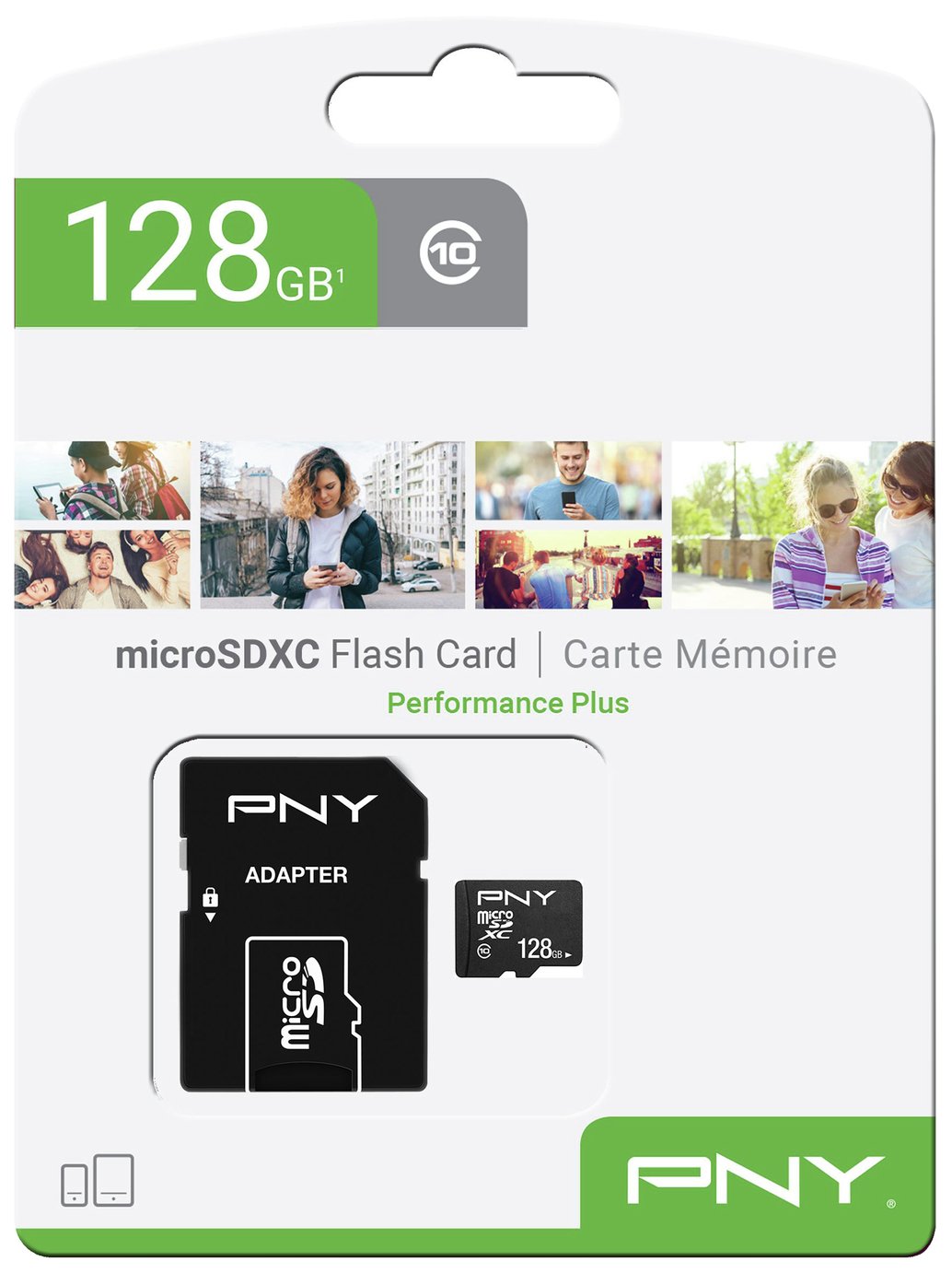Tarjeta de Memoria microSDXC PNY Performance Plus, 128Gb, Clase 10, Con Adaptador P-SDU12810PPL-GE