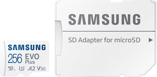 Tarjeta de memoria microSDXC Samsung Evo Plus, 256Gb, Clase 10 / UHS-1 U3, con adaptador MB-MC256SA/EU