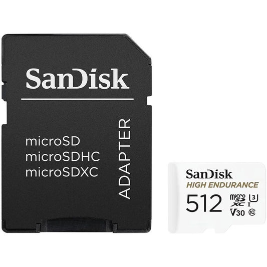 Tarjeta de Memoria microSDXC SanDisk High Endurance, 512Gb, Clase 10 / UHS-1 U3, Con Adaptador SDSQQNR-512G-GN6IA