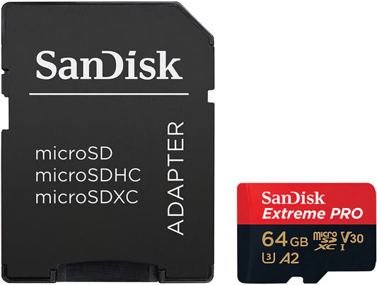 Tarjeta de memoria microSDXC SanDisk Extreme Pro, 64Gb, Clase 10 / UHS-1 U3, Con Adaptador SDSQXCU-064G-GN6MA