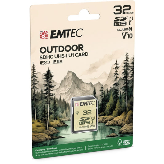 Tarjeta de Memoria SDHC Emtec Outdoor, 32GB, Clase 10 / UHS-1 U1 ECMSD32GHCU1OR
