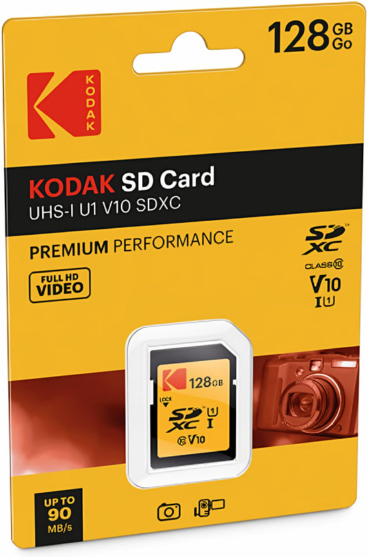 Tarjeta de Memoria SDXC Kodak Premium Performance, 128Gb, Clase 10 / UHS-1 U1 EKMSD128GXC10K