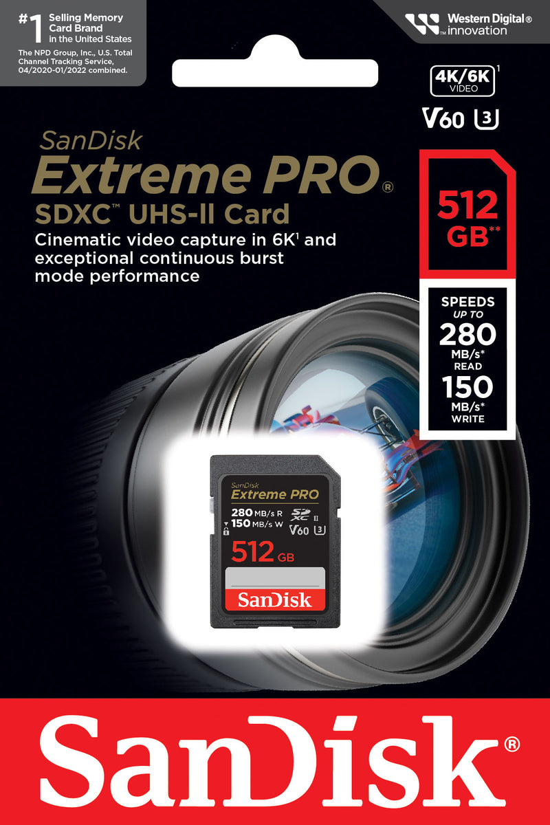 Tarjeta de Memoria SDXC SanDisk Extreme Pro, 512Gb, Clase 10 / UHS-2 U3 SDSDXEP-512G-GN4IN