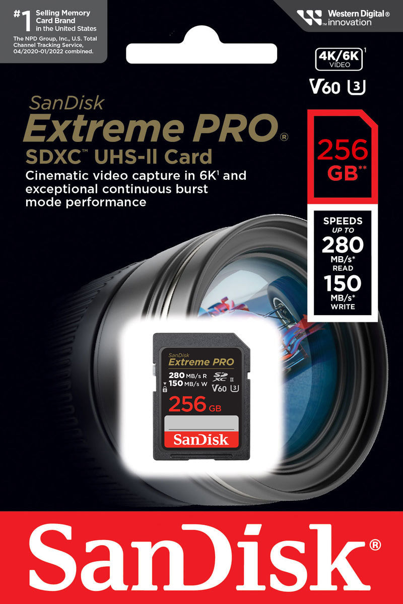 Tarjeta de Memoria SDXC SanDisk Extreme Pro, 256Gb, Clase 10 / UHS-2 U3 SDSDXEP-256G-GN4IN