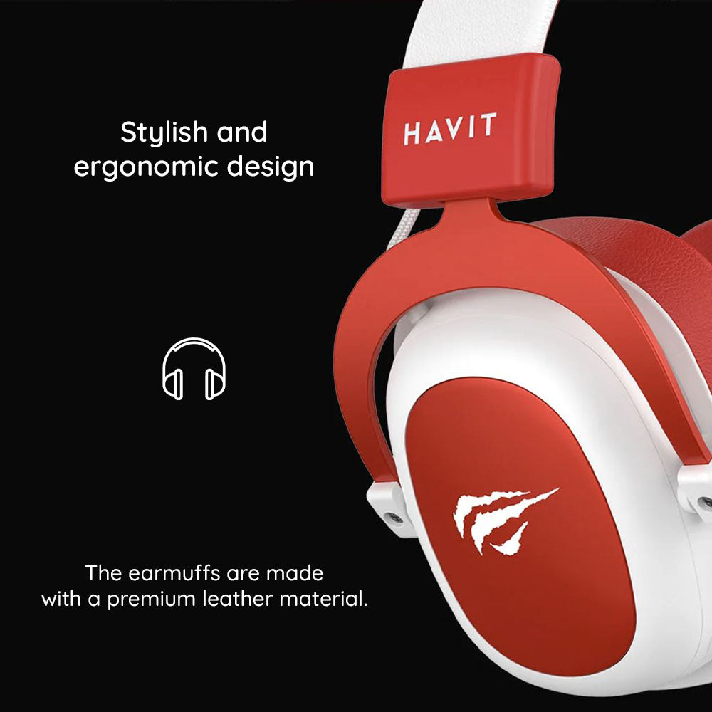 Auriculares Gaming 3.5mm HAVIT H2002D, 2m, Rojos