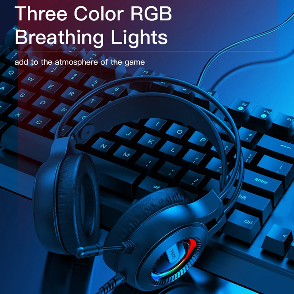 Auriculares Gaming 3.5mm Yesido EK02, RGB, 2.2m, Negros