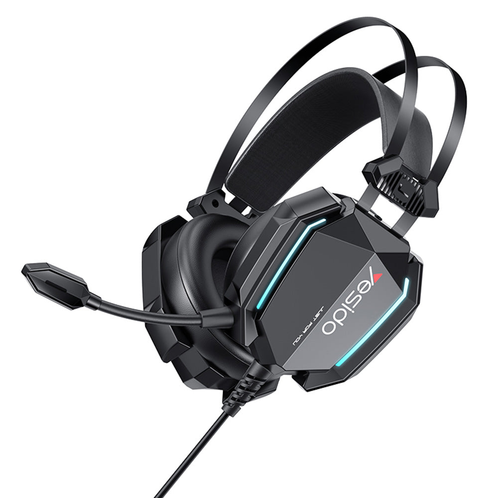 Auriculares Gaming 3.5mm Yesido EK03, RGB, 2m, Negros