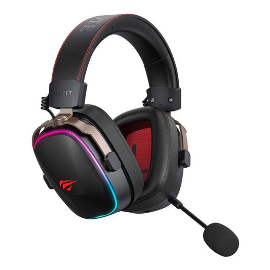 Auriculares Gaming Inalámbricos HAVIT H2039BG, RGB, BT / Wi-Fi / Cableado, Negro Ocre
