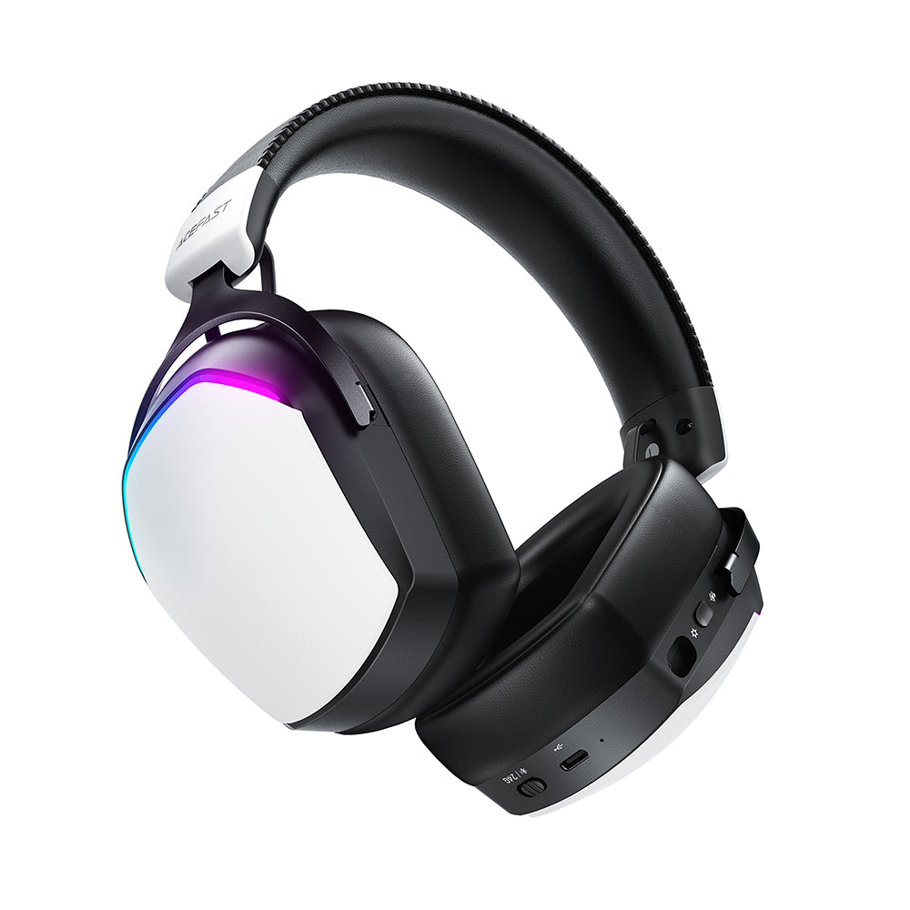 Auriculares Gaming Inalámbricos Acefast H11, RGB, BT / Wi-Fi / Cable, Blancos
