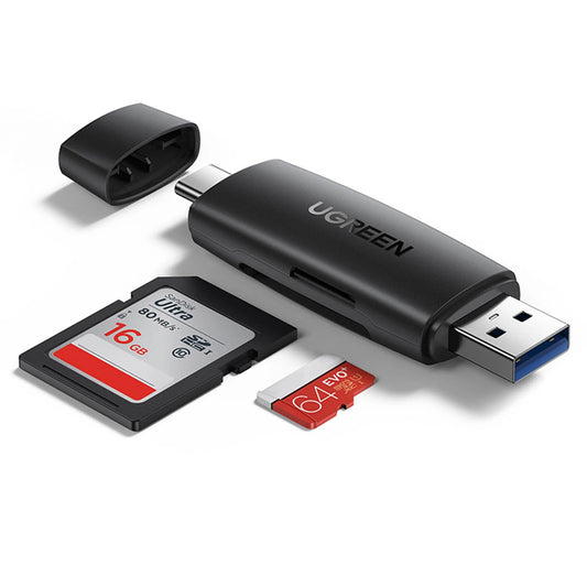 Lector de tarjetas USB / USB-C UGREEN CM304, SD - microSD, Negro