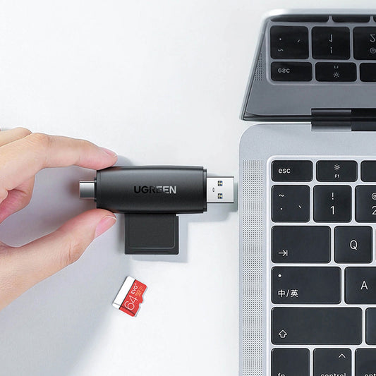 Lector de tarjetas USB / USB-C UGREEN CM304, SD - microSD, Negro