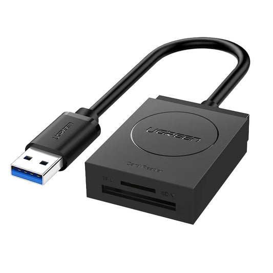 Lector de tarjetas USB 3.0 UGREEN CR127, SD - microSD, Negro
