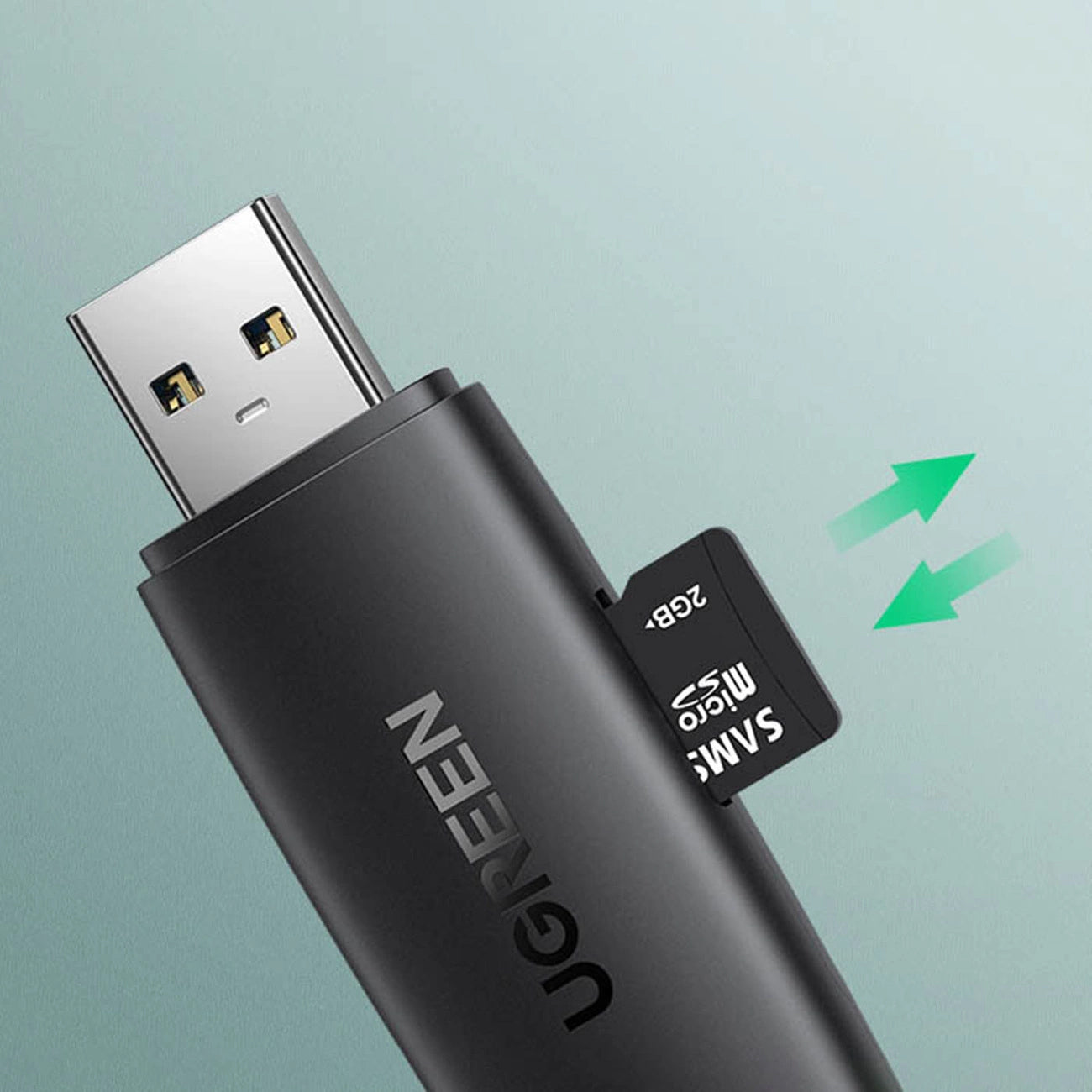 Lector de tarjetas USB / USB-C UGREEN CM304, SD - microSD, Negro