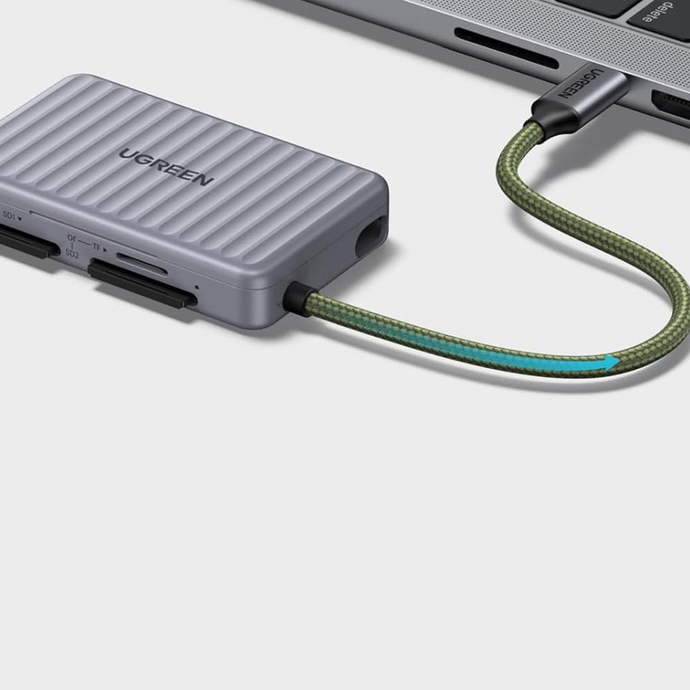 Lector de Tarjetas USB-C con Organizador UGREEN 55886, 2 x SD - microSD, Gris