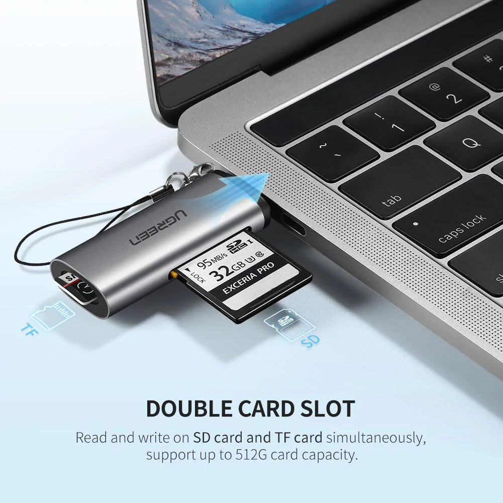 Lector de tarjetas USB-C UGREEN CM184, SD - microSD, Gris