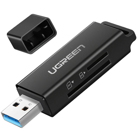 Lector de tarjetas USB 3.0 UGREEN CM104, SD - microSD, Negro