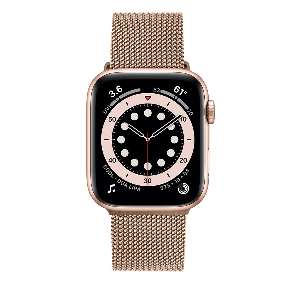 Correa Fixed Mesh para Apple Watch 42mm / 41mm / 40mm / 38mm Series, Rosa Dorado