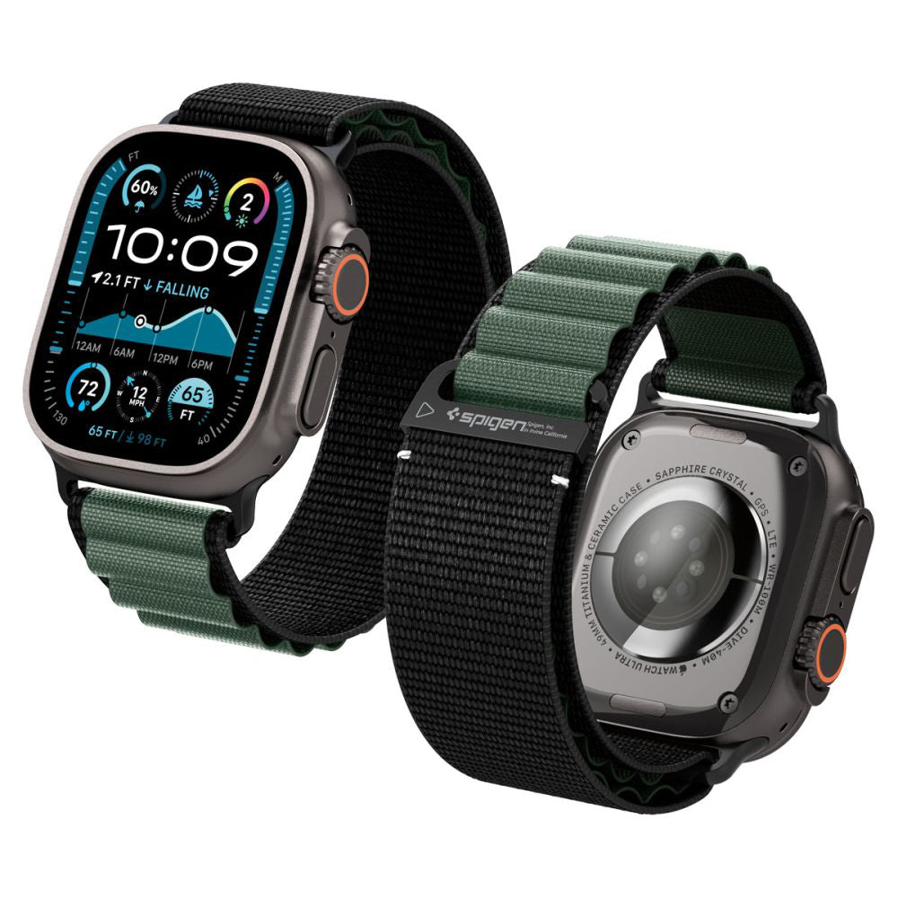 Correa Spigen WBF1 para Apple Watch 49mm / 46mm / 45mm / 44mm Series, Negra Verde AMP10223