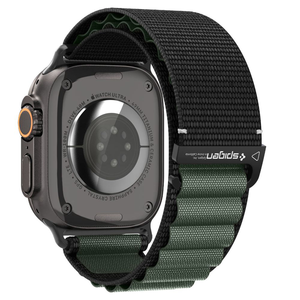 Correa Spigen WBF1 para Apple Watch 49mm / 46mm / 45mm / 44mm Series, Negra Verde AMP10223