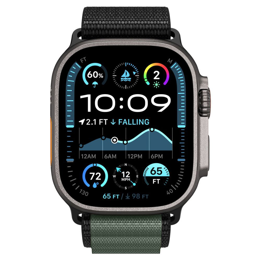 Correa Spigen WBF1 para Apple Watch 49mm / 46mm / 45mm / 44mm Series, Negra Verde AMP10223