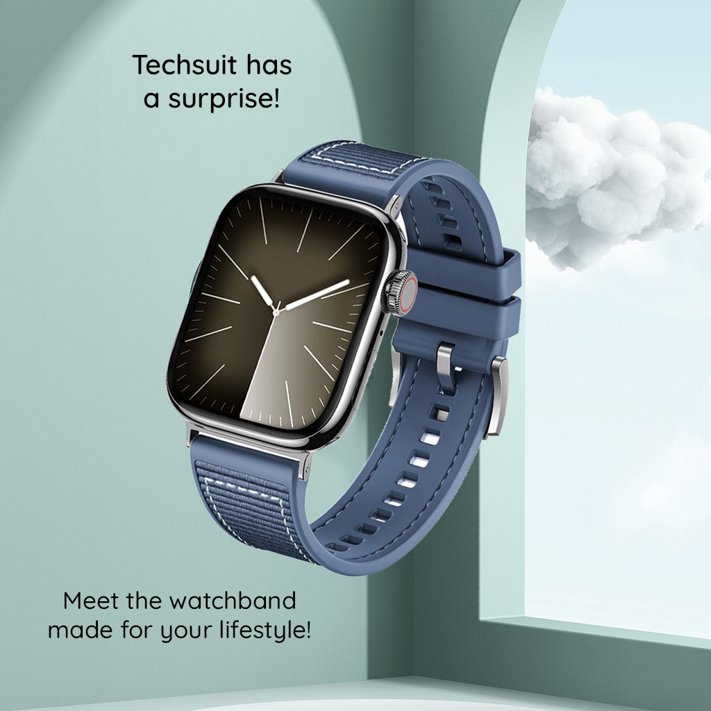 Correa Techsuit W051 para Apple Watch 49mm / 46mm / 45mm / 44mm / 42mm Series, Gris