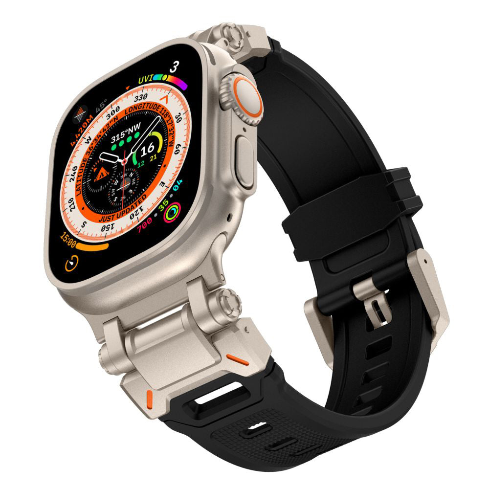 Correa Techsuit W064 para Apple Watch 49mm / 46mm / 45mm / 44mm / 42mm Series, Negra Plateada