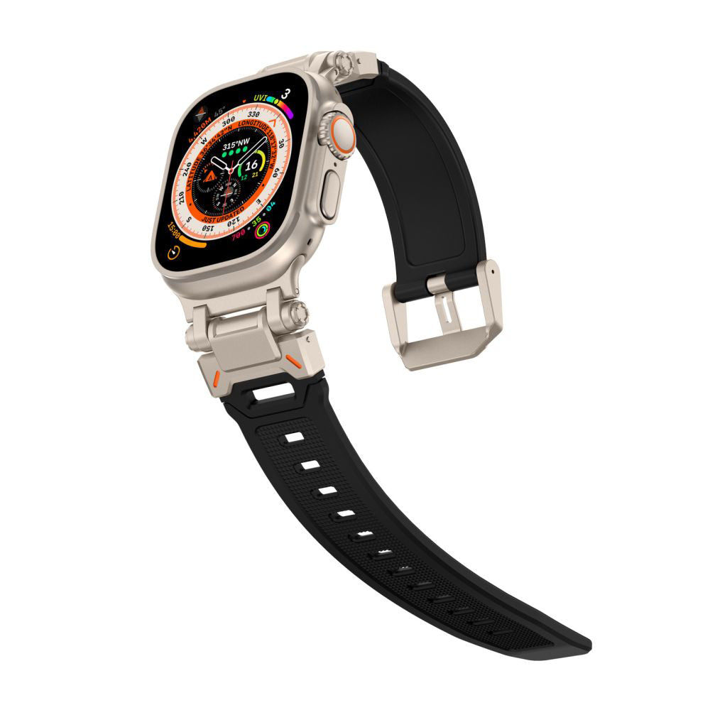 Correa Techsuit W064 para Apple Watch 49mm / 46mm / 45mm / 44mm / 42mm Series, Negra Plateada