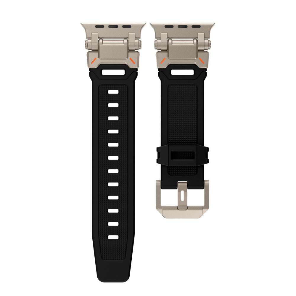 Correa Techsuit W064 para Apple Watch 49mm / 46mm / 45mm / 44mm / 42mm Series, Negra Plateada