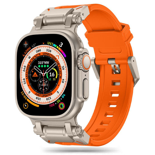 Techsuit W064 Strap for Apple Watch 49mm / 46mm / 45mm / 44mm / 42mm Series, Silver Orange