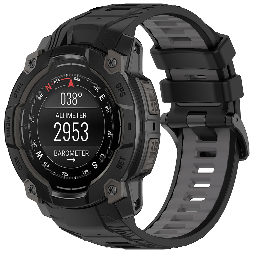 Correa Techsuit W077 para Garmin Instinct 3 45mm Solar / Instinct 3 45mm, Negra Gris