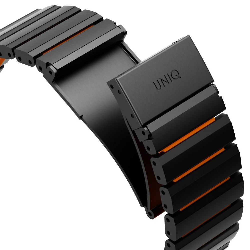 Correa UNIQ Strova Flex para Apple Watch Series 49mm / 46mm / 45mm / 44mm / 42mm, Negra Naranja