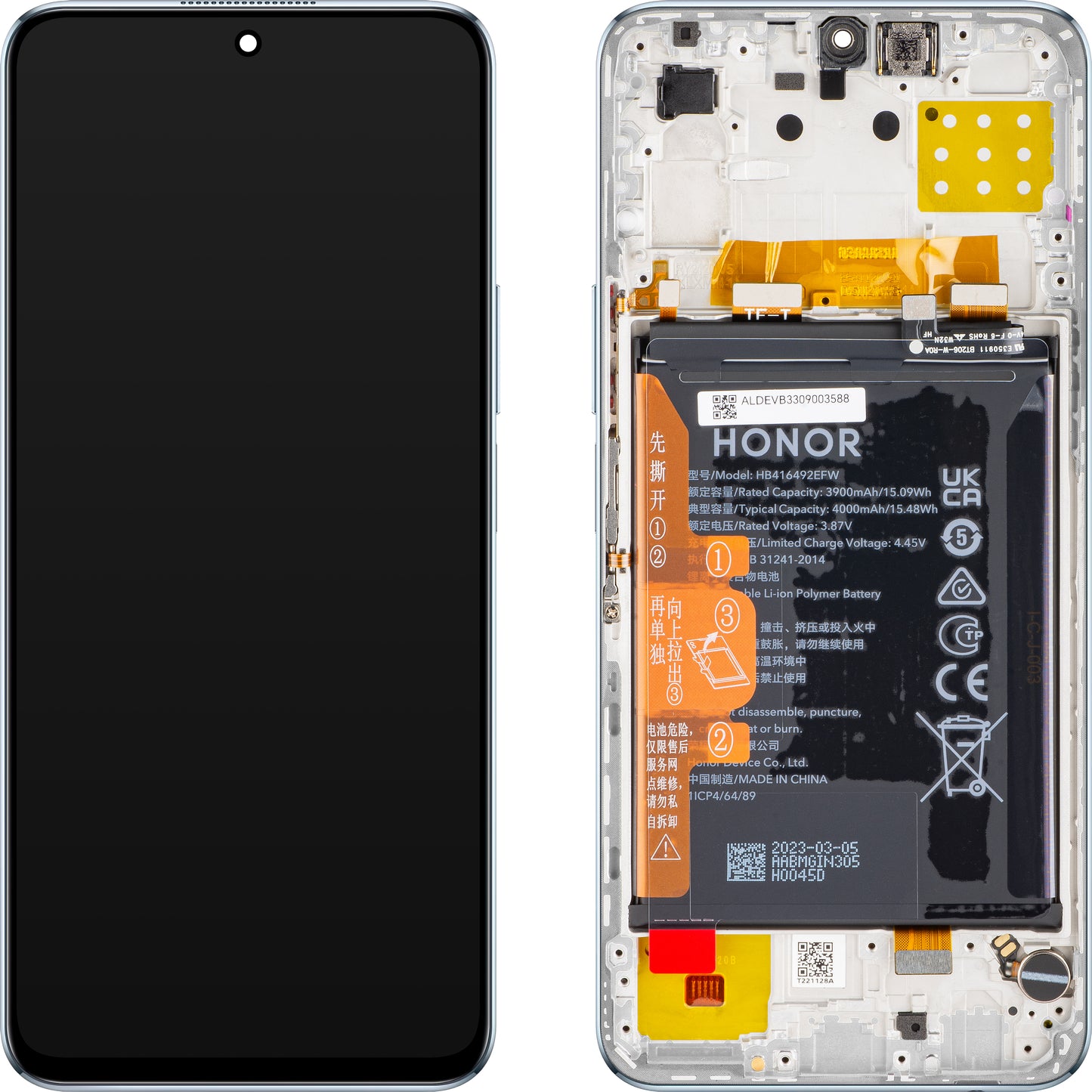 Pantalla táctil Pantalla táctil Honor X8 4G, con marco y batería, plata titanio, Service Pack 0235ACDS Service Pack 0235ACDS
