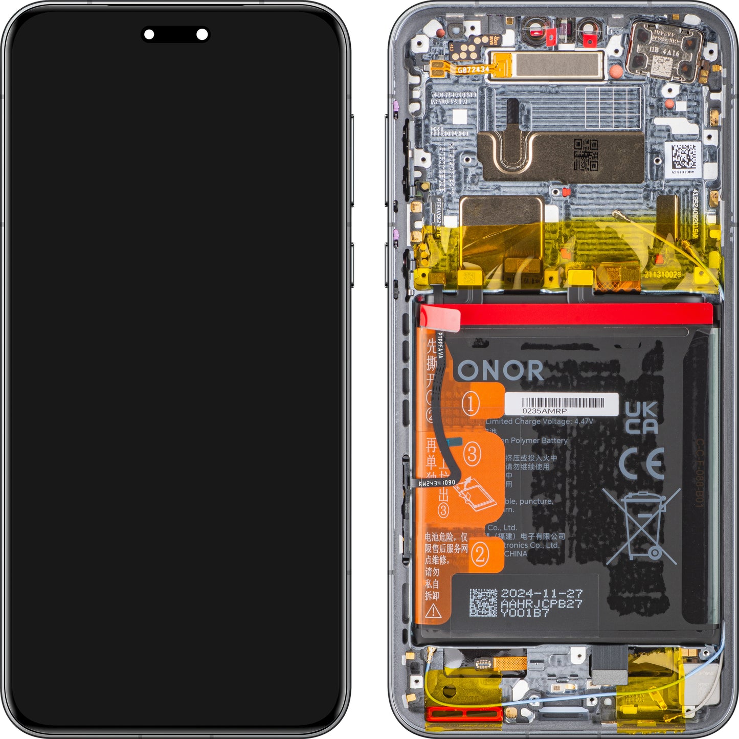 Honor Magic7 Pro Display with Touchscreen, Frame and Battery, Black, Service Pack 0235AMRM