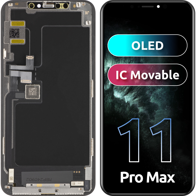 Pantalla táctil JK para Apple iPhone 11 Pro Max, con marco, versión OLED, negro