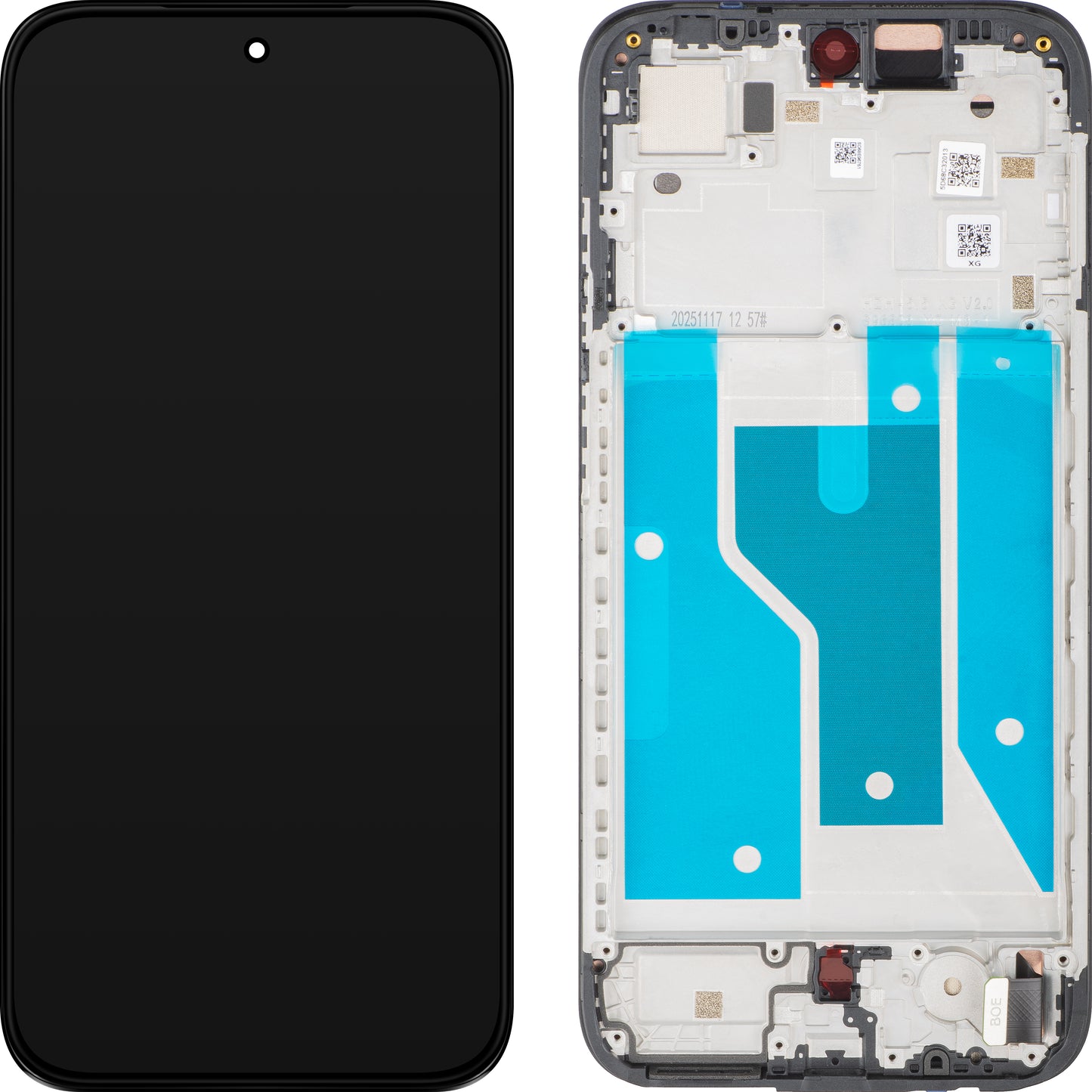 Display con Pantalla Táctil Motorola Moto G77 / G67, con Marco, Negro (Pantone Black Olive), Service Pack 5D68C32013