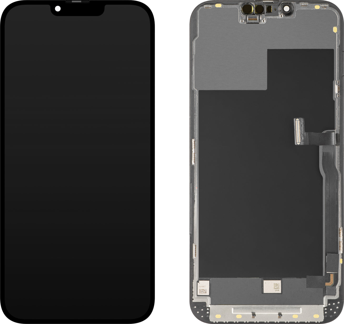 Pantalla con Touchscreen MP compatible con Apple iPhone 13 Pro Max, con Marco, Versión OLED FHD Diagnóstico, Negro