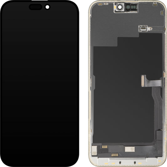Pantalla con Touchscreen MP compatible con Apple iPhone 15 Pro Max, con Marco, Versión OLED FHD Diagnóstico, Negro