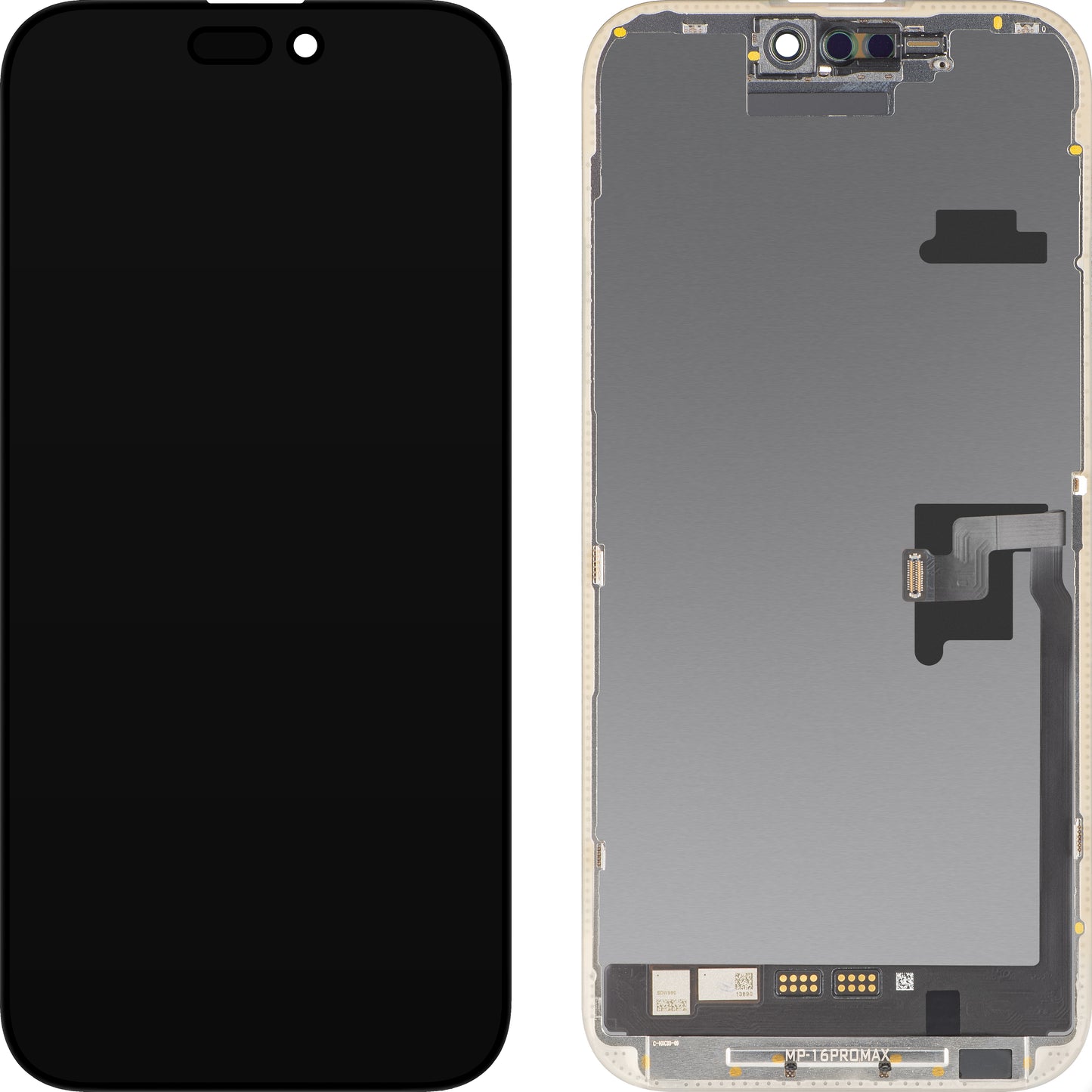 Pantalla con Touchscreen MP compatible con Apple iPhone 16 Pro Max, con Marco, Versión Soft OLED FHD Diagnóstico, Negro