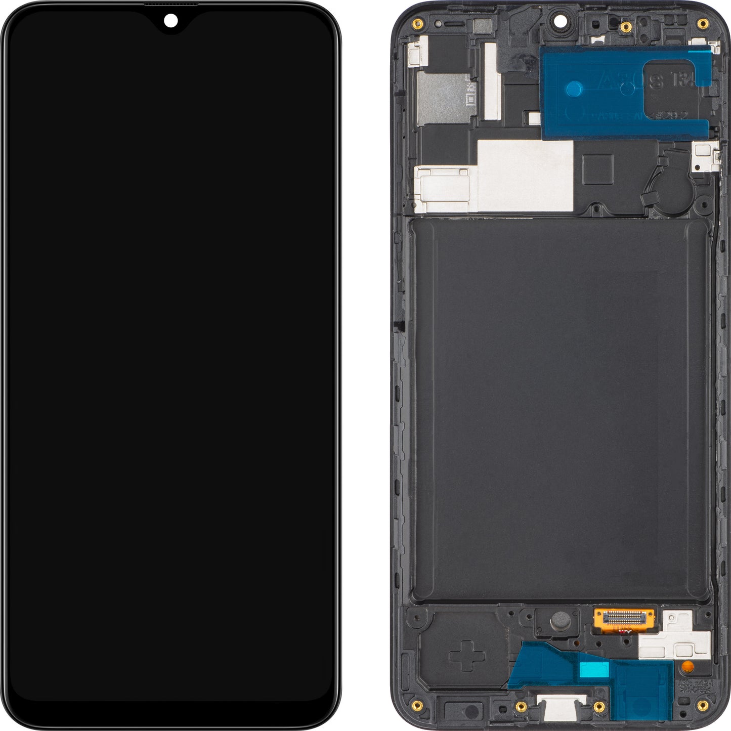 Pantalla táctil MP compatible con Samsung Galaxy A30s A307, con marco, negro