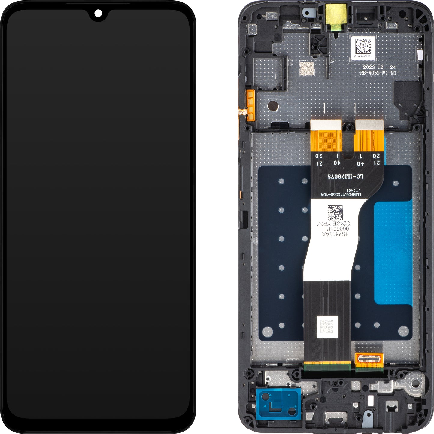 Pantalla táctil Samsung Galaxy A05s A057, con marco, negra, Service Pack GH81-24364A