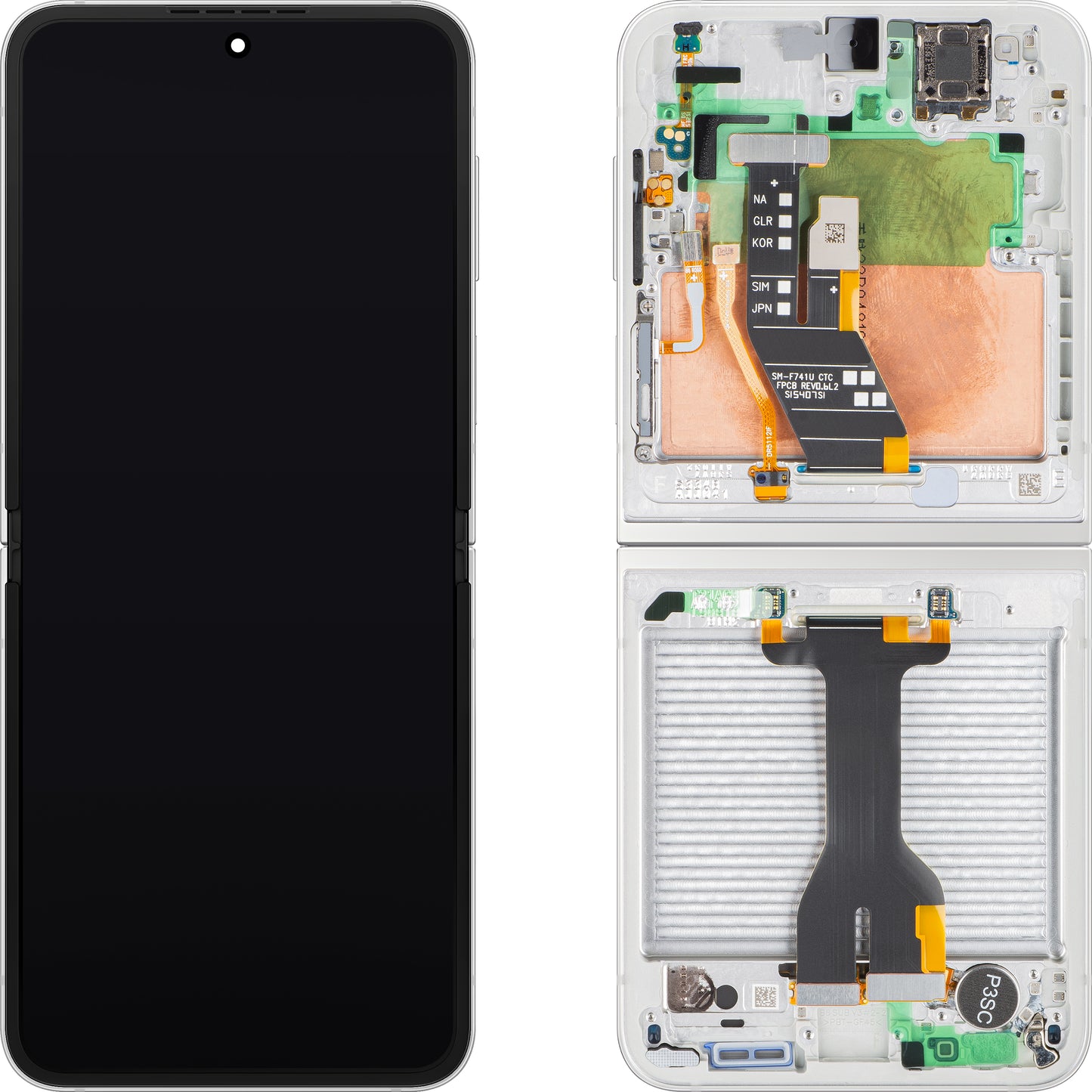 Display con Pantalla Táctil Samsung Galaxy Z Flip6 F741, con Marco, Sub Inner, Blanco, Service Pack GH82-35014F