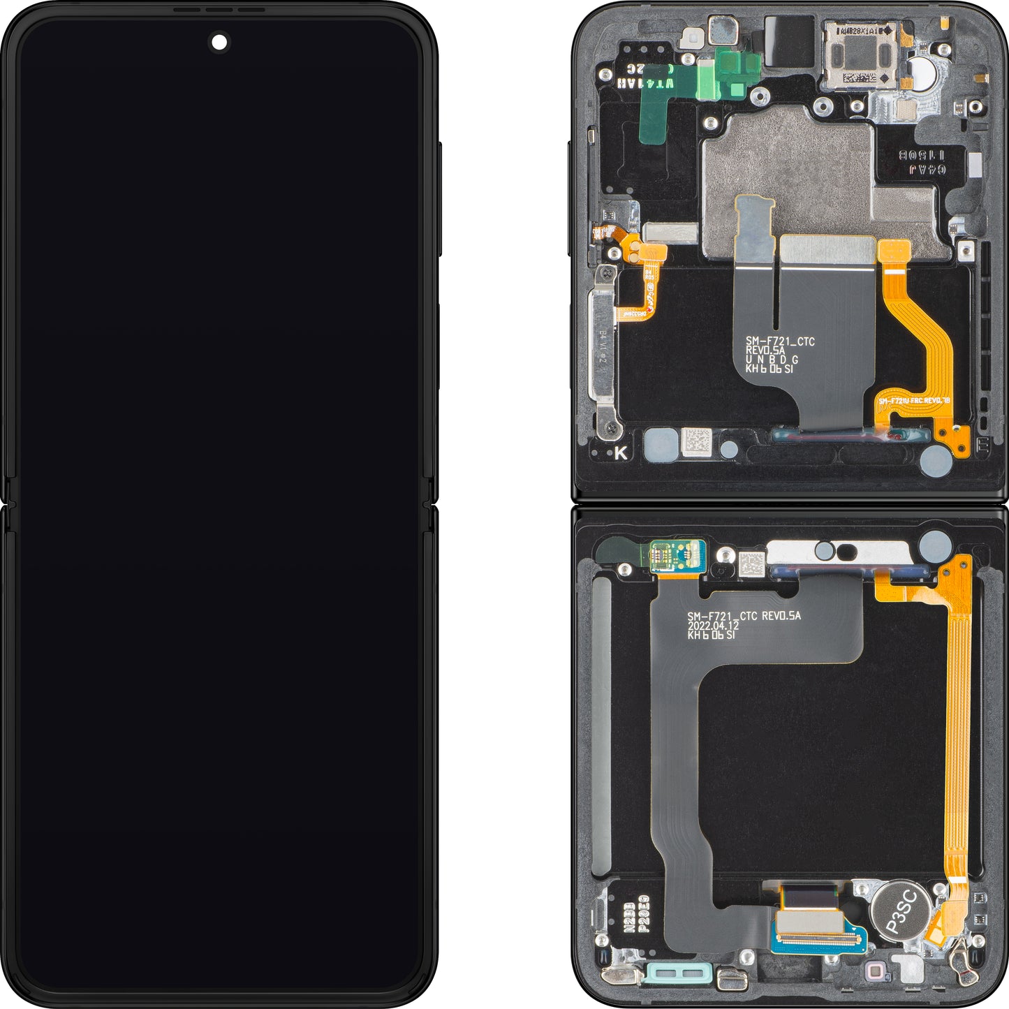 Pantalla con pantalla táctil Samsung Galaxy Z Flip4 F721, con marco, sub inner, negro, paquete de servicio GH82-29440E