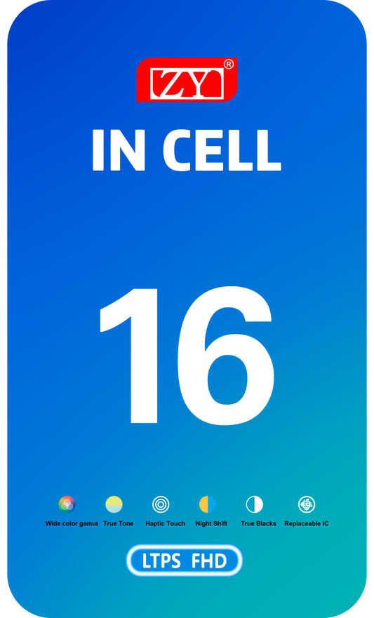 Pantalla con Touchscreen ZY para Apple iPhone 16, con Marco, Versión LCD In-Cell, Negro