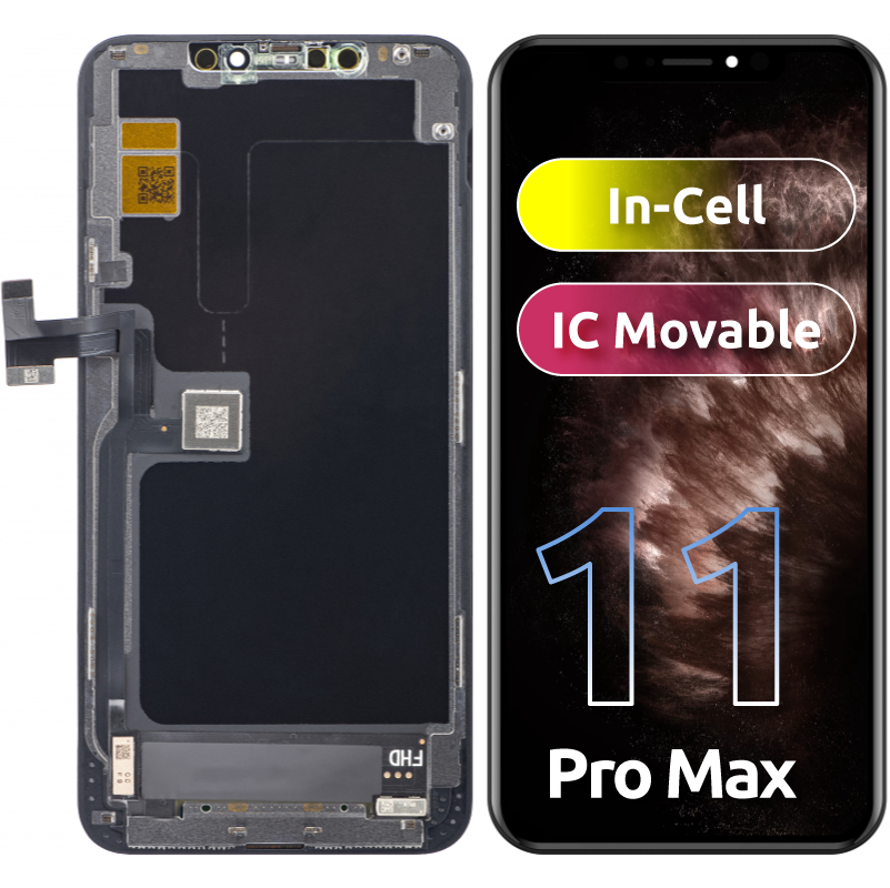 ZY Pantalla Táctil para Apple iPhone 11 Pro Max, con Marco, Versión LCD In-Cell IC Movible, Negro