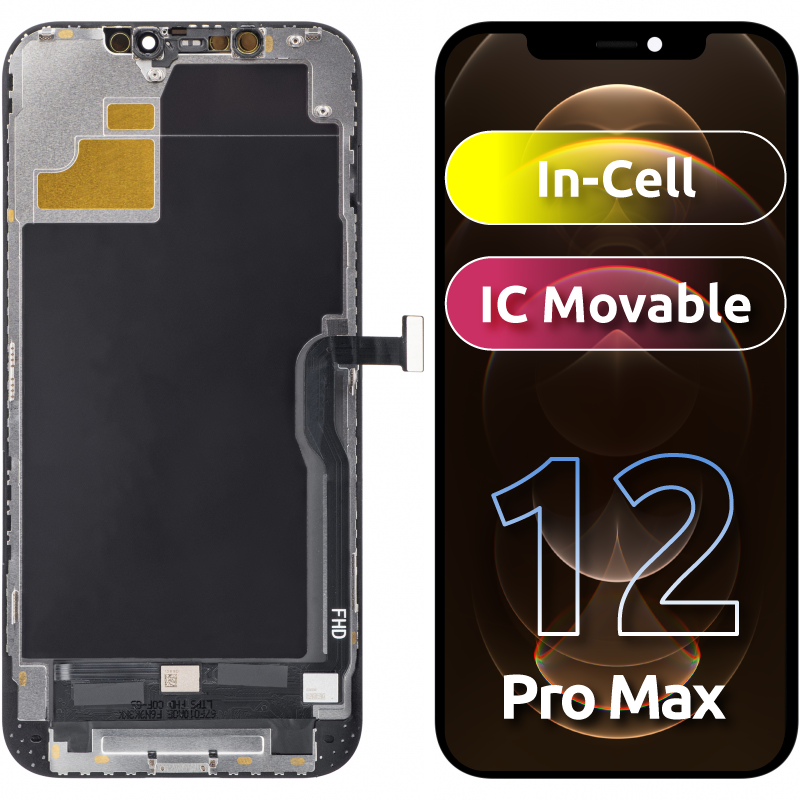 ZY Pantalla Táctil para Apple iPhone 12 Pro Max, con Marco, Versión LCD In-Cell IC Movible, Negro