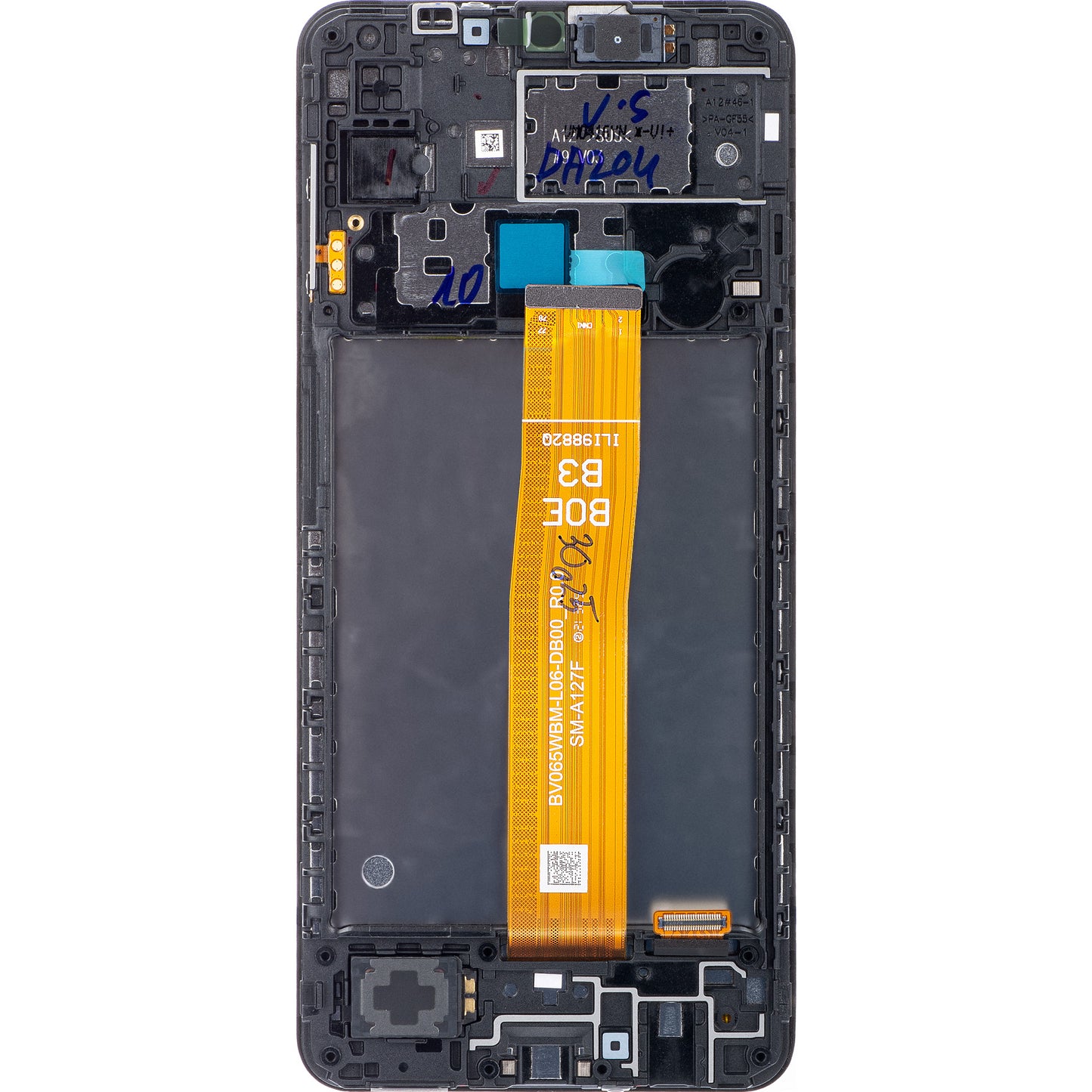 Pantalla táctil Samsung Galaxy A12 Nacho A127, con marco, negro, Service Pack GH82-26486A