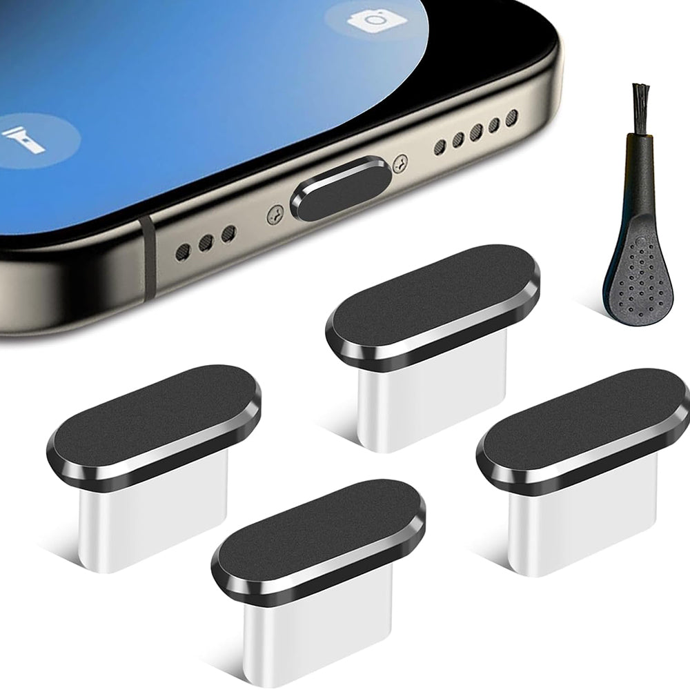 Tapón Antipolvo Puerto Teléfono Techsuit AD1, USB-C, Set de 4 piezas, Negro