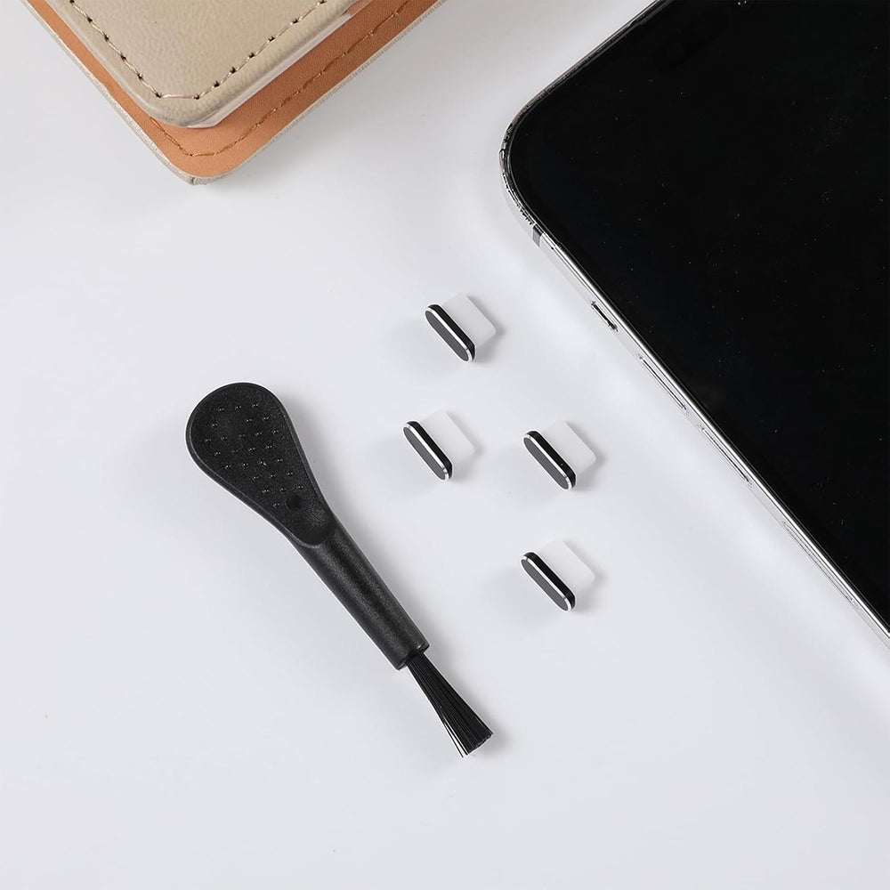 Tapón Antipolvo Puerto Teléfono Techsuit AD1, USB-C, Set de 4 piezas, Negro