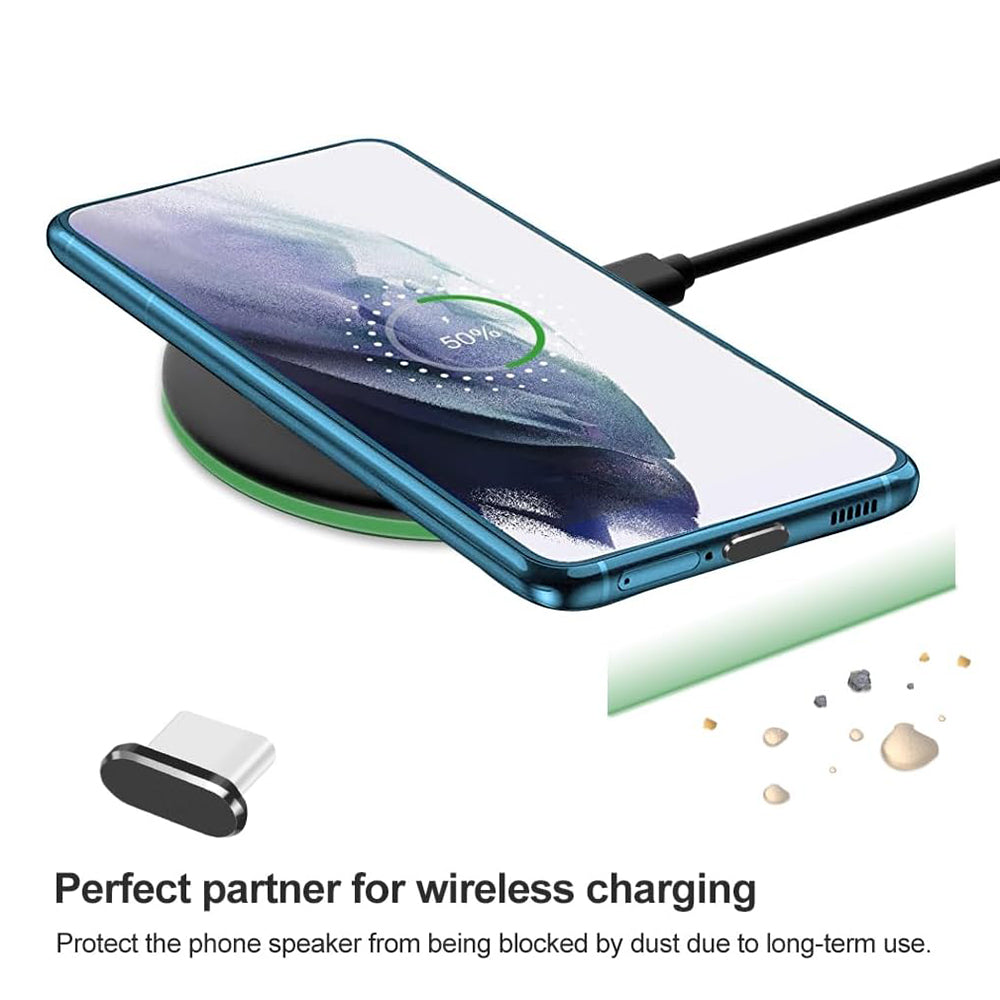 Tapón Antipolvo Puerto Teléfono Techsuit AD1, USB-C, Set de 4 piezas, Negro