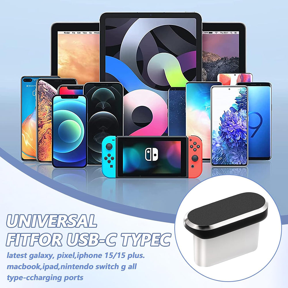 Tapón Antipolvo Puerto Teléfono Techsuit AD1, USB-C, Set de 4 piezas, Negro